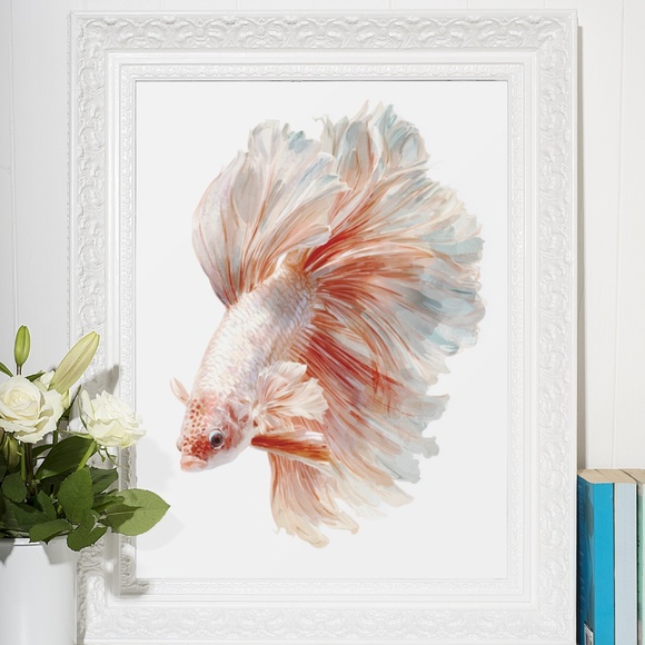 Watercolor Betta Fish Wall Art Print, Unframed - Vibrant Aquatic Elegance - Picture 6 of 6